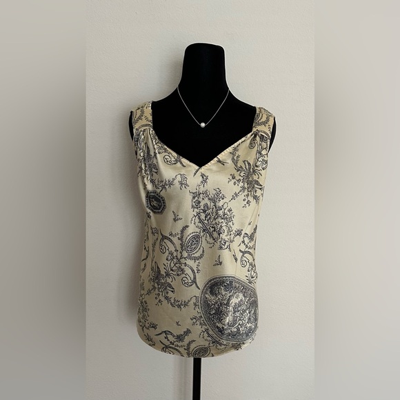 Talbots Tops - Talbots Cream and Black Patterned Blouse